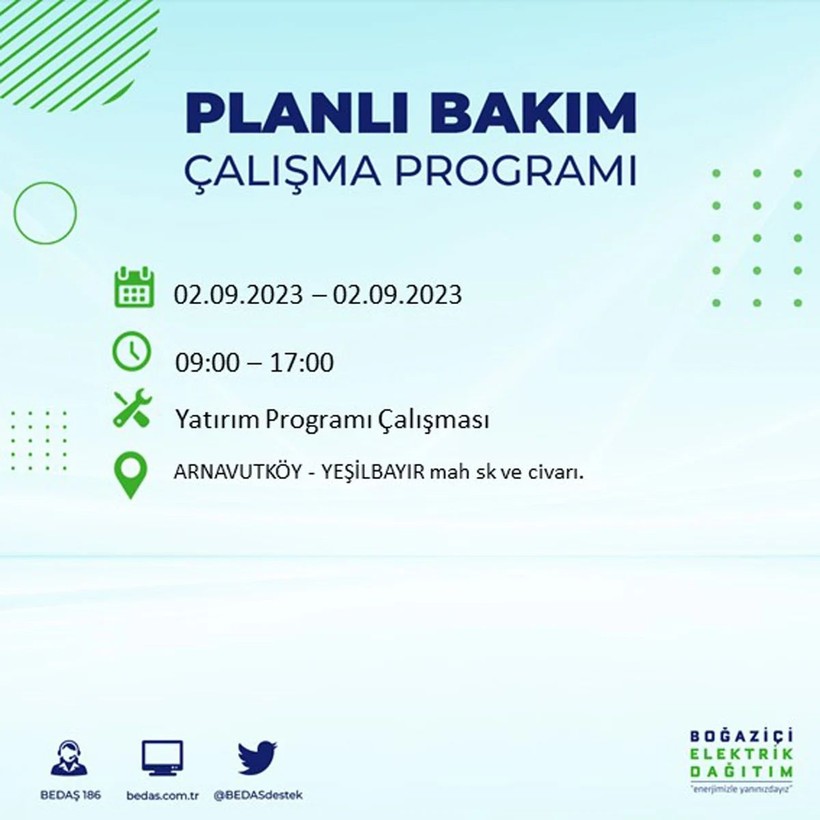 BEDAŞ paylaştı: İstanbul'da yarın 20 ilçede elektrik kesintisi yaşanacak - Resim: 2