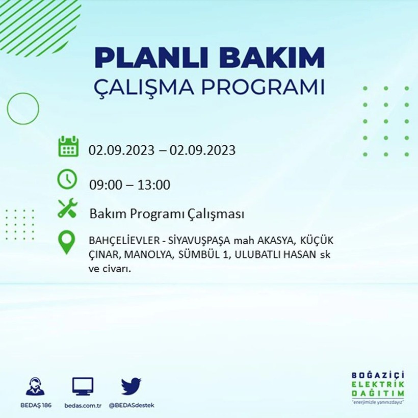 BEDAŞ paylaştı: İstanbul'da yarın 20 ilçede elektrik kesintisi yaşanacak - Resim: 13