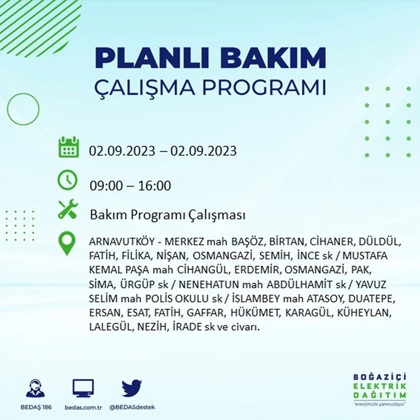 BEDAŞ paylaştı: İstanbul'da yarın 20 ilçede elektrik kesintisi yaşanacak - Resim: 3