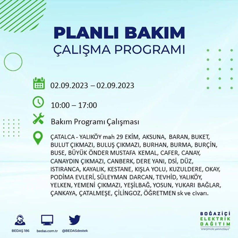 BEDAŞ paylaştı: İstanbul'da yarın 20 ilçede elektrik kesintisi yaşanacak - Resim: 24