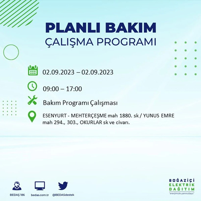 BEDAŞ paylaştı: İstanbul'da yarın 20 ilçede elektrik kesintisi yaşanacak - Resim: 27