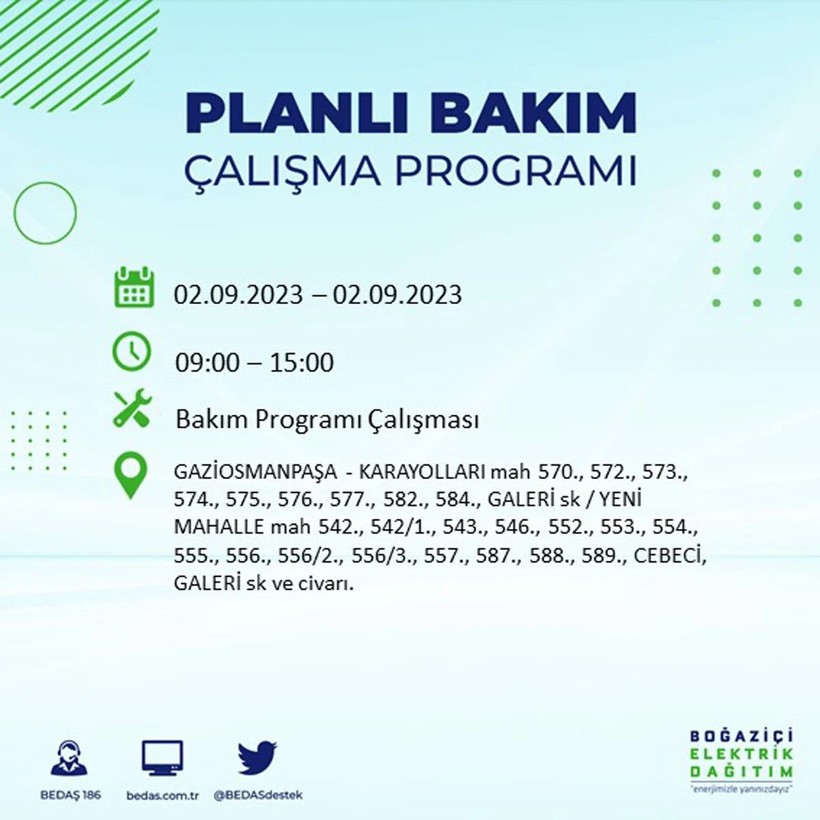 BEDAŞ paylaştı: İstanbul'da yarın 20 ilçede elektrik kesintisi yaşanacak - Resim: 31