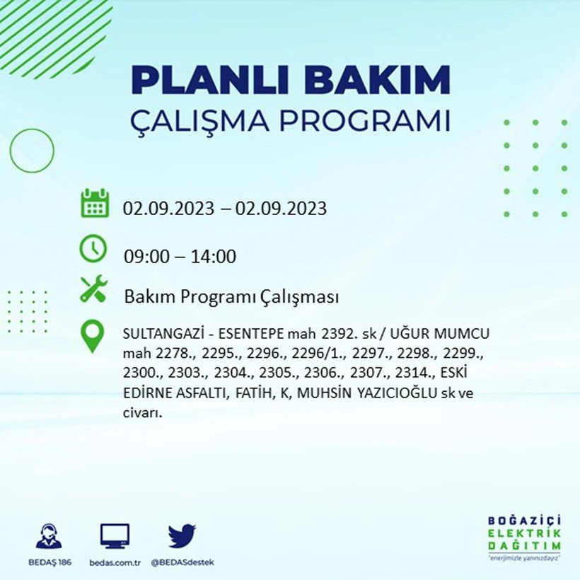 BEDAŞ paylaştı: İstanbul'da yarın 20 ilçede elektrik kesintisi yaşanacak - Resim: 42