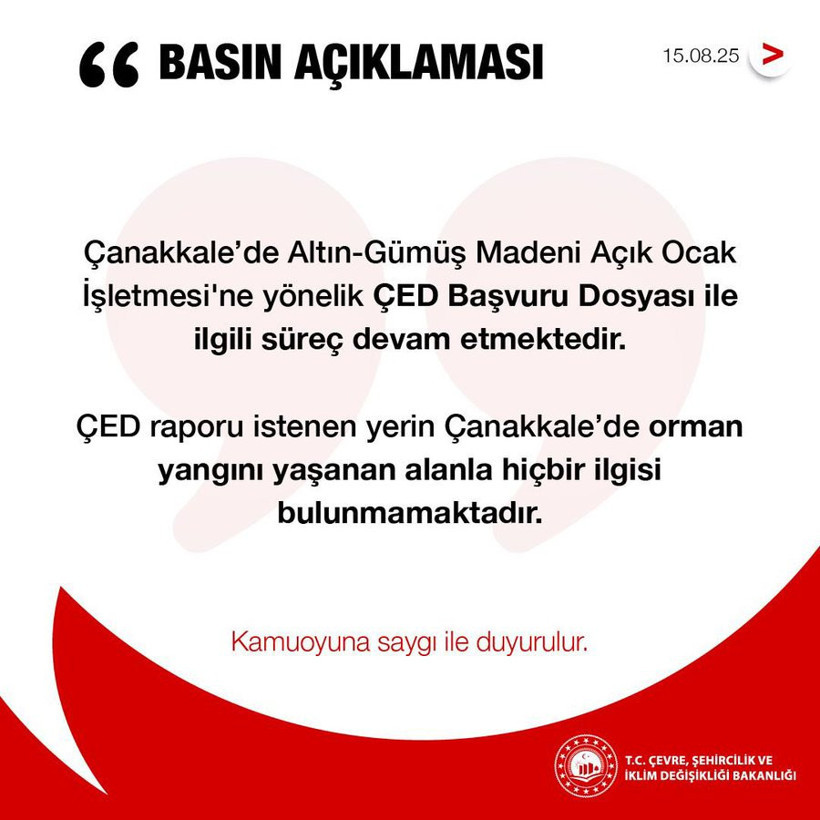 Bakanlık, ‘Çanakkale yangını ve maden sahası’ iddialarını yalanladı - Resim : 1