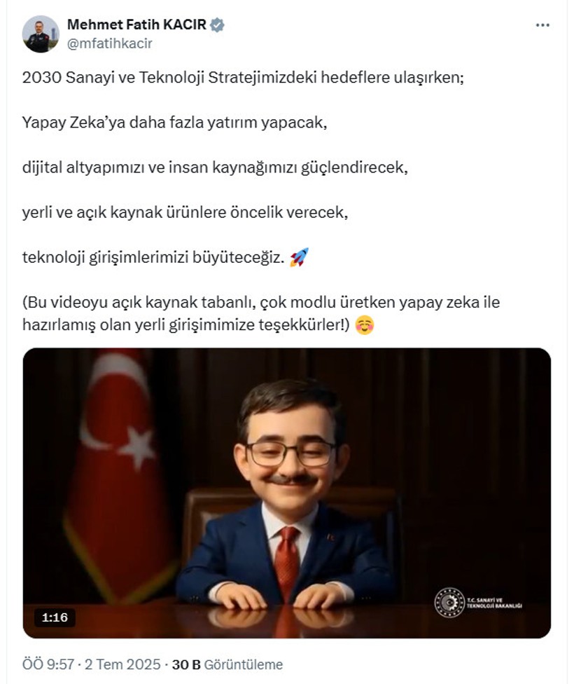 Bakan Kacır, Cumhurbaşkanı Erdoğan ve kabine üyelerinin çocuk hallerinin canlandırıldığı yapay zeka videosu ile hedeflerini açıkladı - Resim : 3
