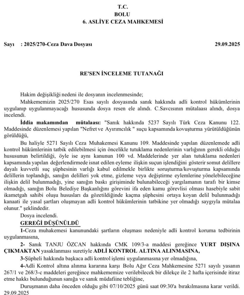 Tanju Özcan hakkında adli kontrol ve yurt dışına çıkış yasağı! - Resim : 1
