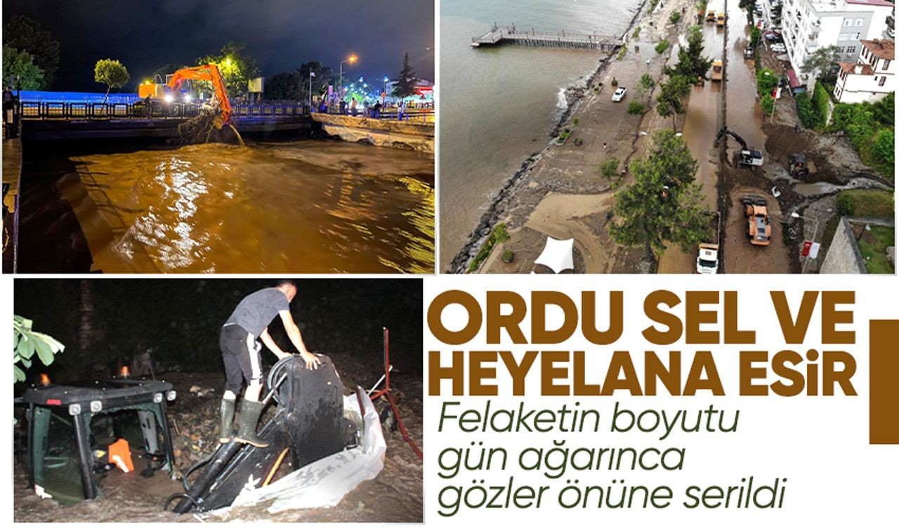 Ordu’da sel ve heyelan! Jandarma ve polis sahada: Kapanan sahil yolunda çalışmalar devam ediyor