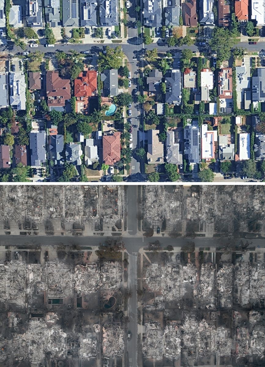 Los Angeles'ın yangın öncesi, yangın sonrası fotoğrafları çekildi